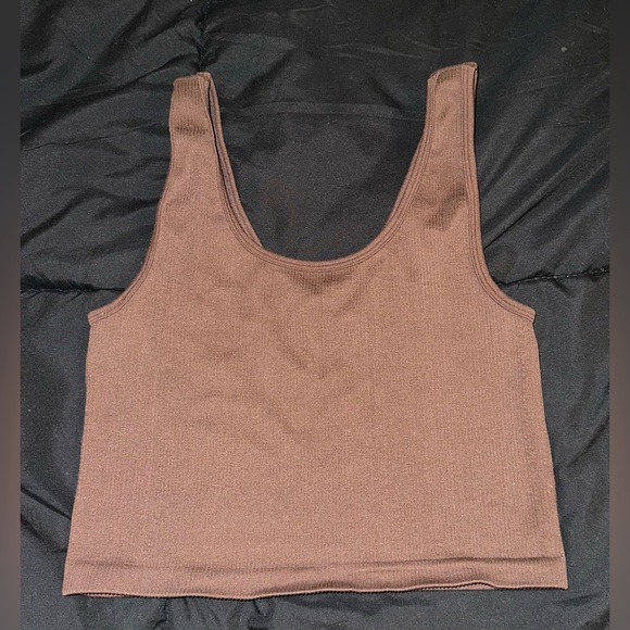 Aeropostale Dark Brown Cropped Ribbed Tank Top Size M - Picture 2 of 3